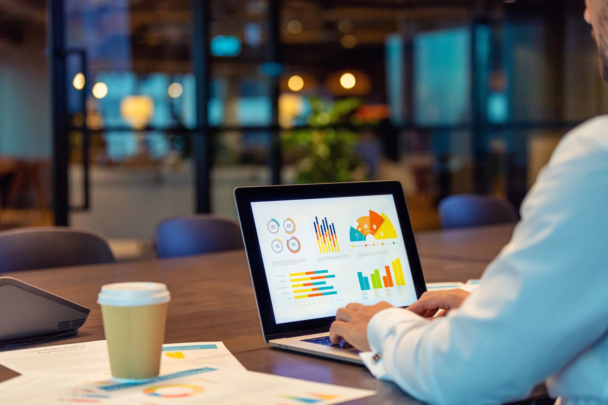 Marketing analytics dashboard on a laptop